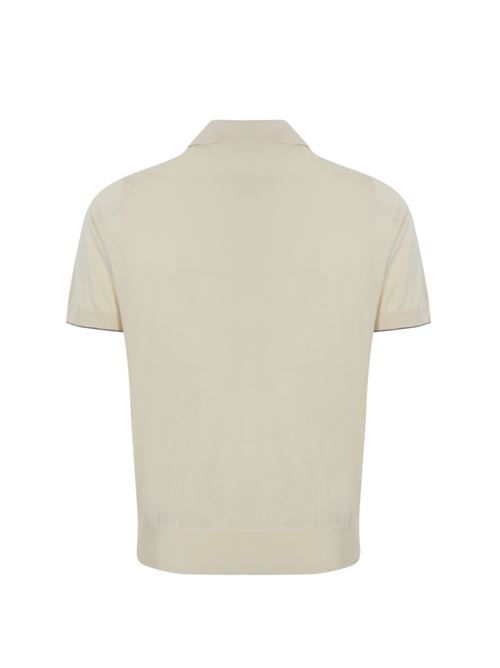 Maglia stile polo in cotone English white/grigio BRUNELLO CUCINELLI | M29800145CXV04